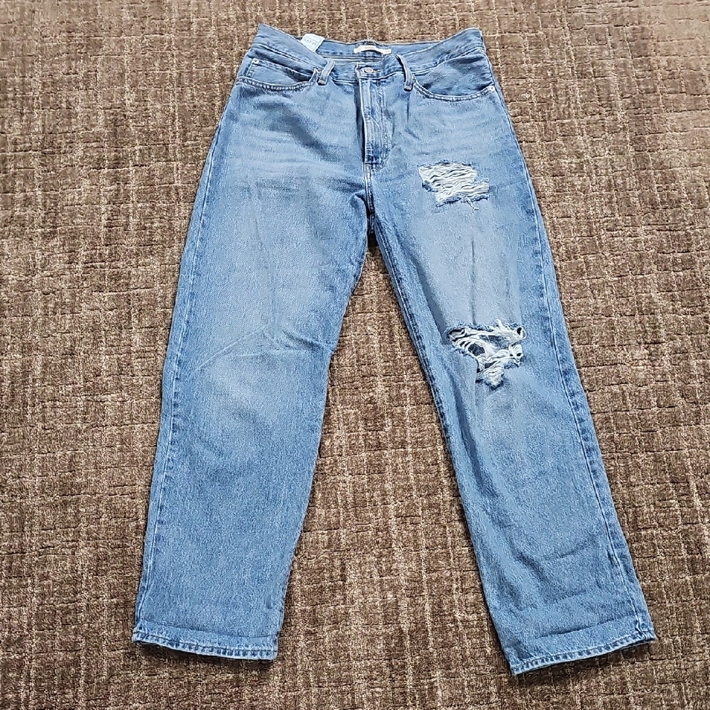 Levi's 94 Baggy Light Blue Distressed Boyfriend Jeans